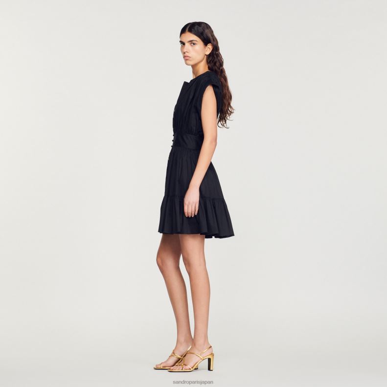 jp Sandro Paris 女性 ショートギャザードレス 黒 20D4B347 衣服