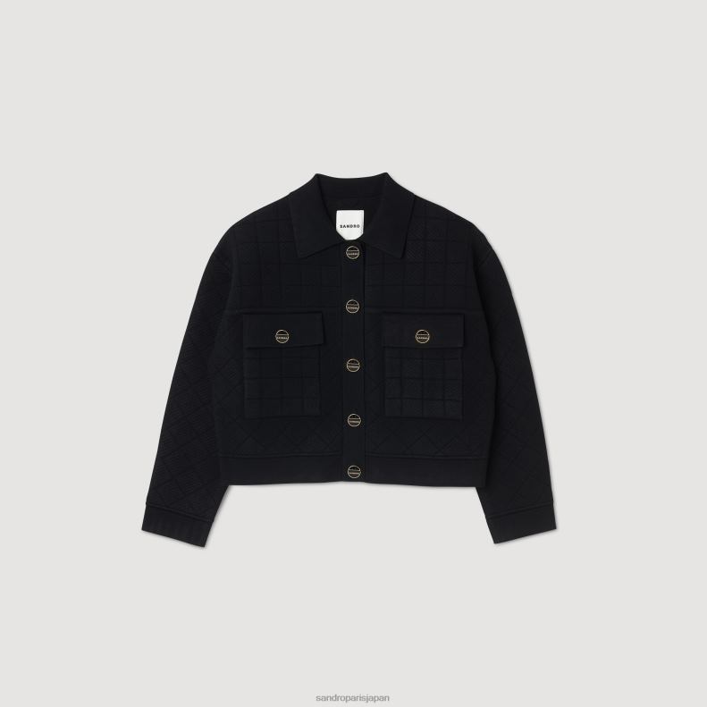 jp Sandro Paris 女性 クロップドニットカーディガン 黒 20D4B35 衣服