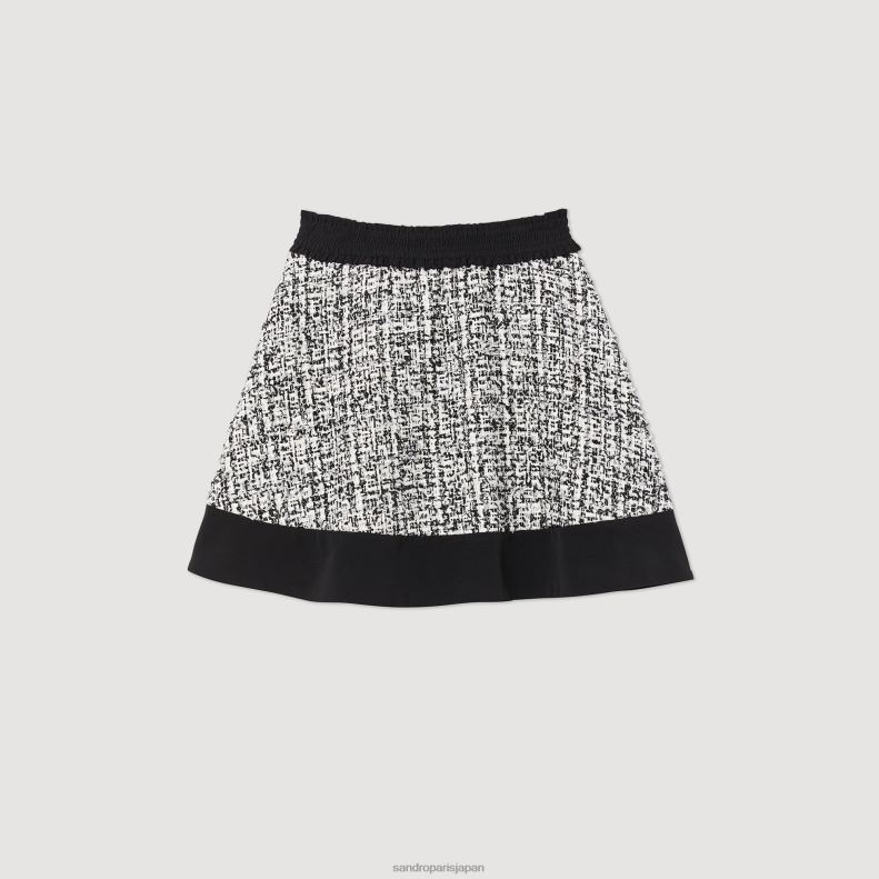 jp Sandro Paris 女性 ツイードスケータースカート 黒 20D4B351 衣服