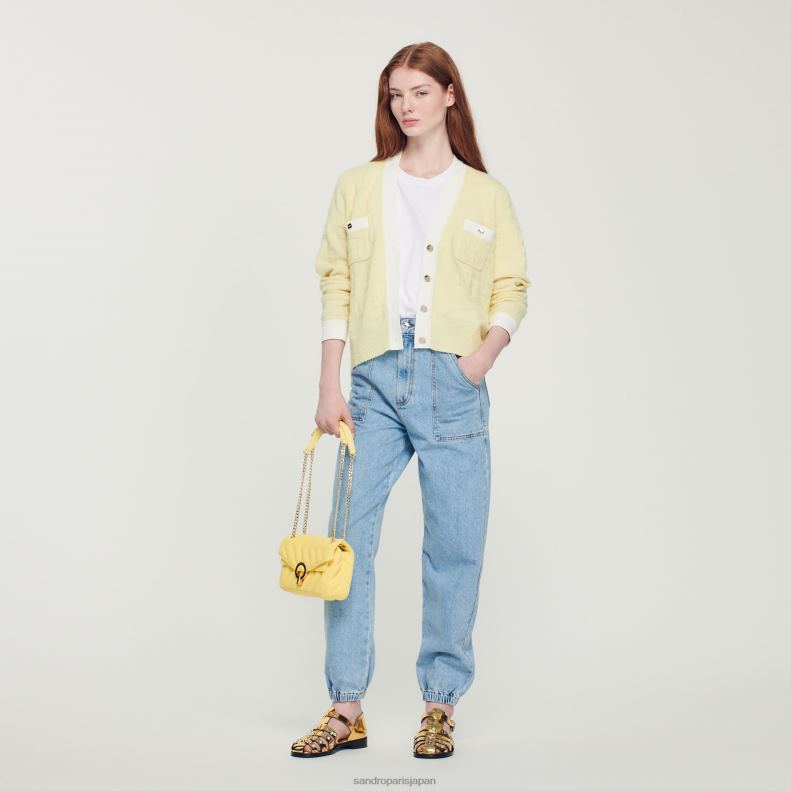 jp Sandro Paris 女性 ツートンカラーのカーディガン 薄黄色 20D4B353 衣服