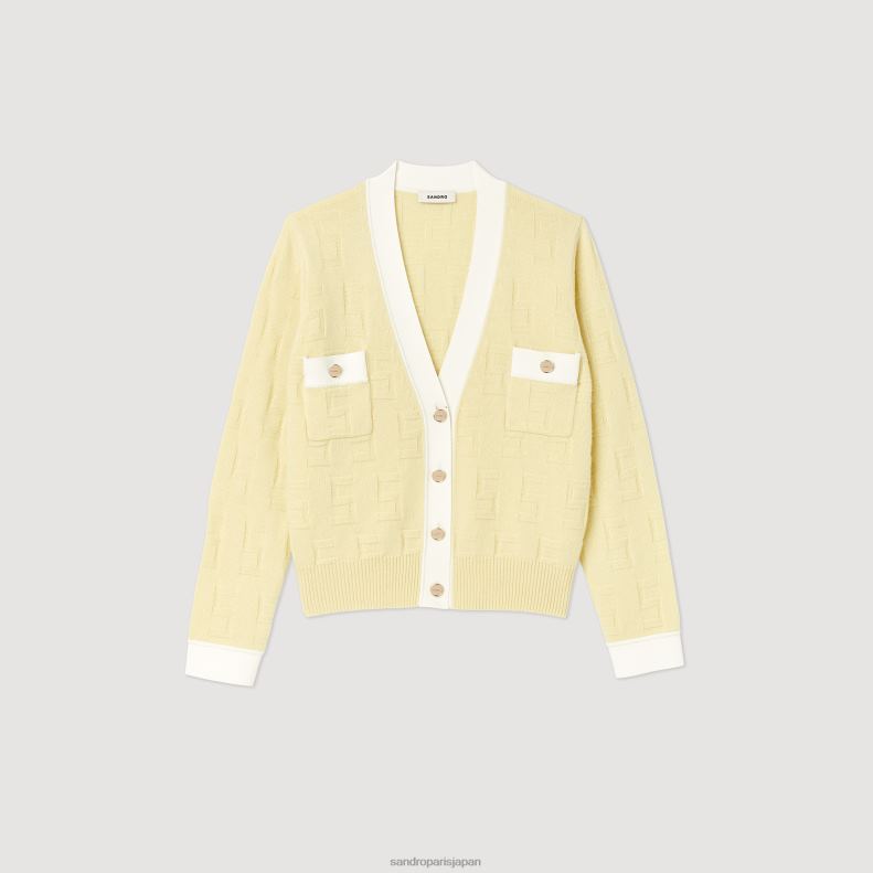 jp Sandro Paris 女性 ツートンカラーのカーディガン 薄黄色 20D4B353 衣服