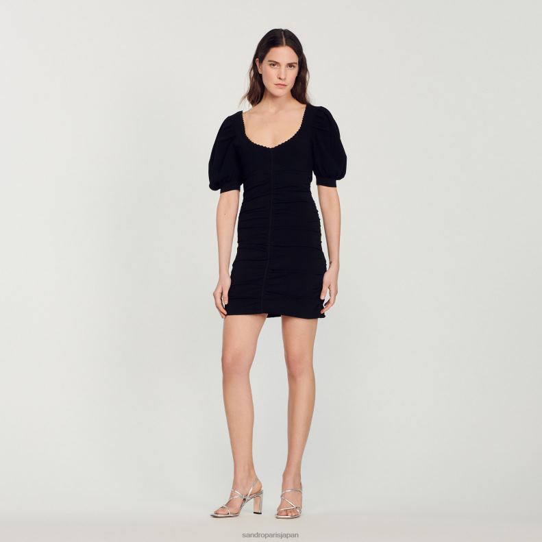 jp Sandro Paris 女性 ショートニットドレス 黒 20D4B362 衣服