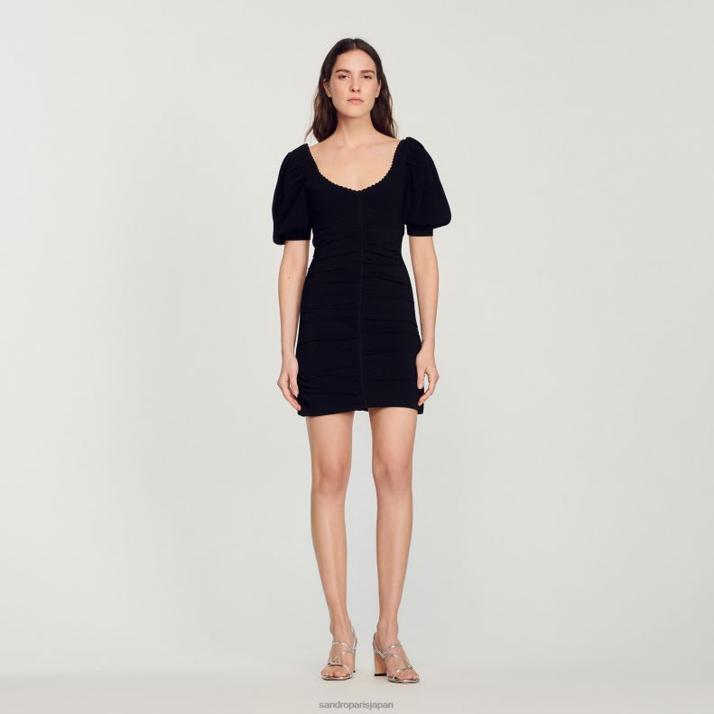 jp Sandro Paris 女性 ショートニットドレス 黒 20D4B362 衣服