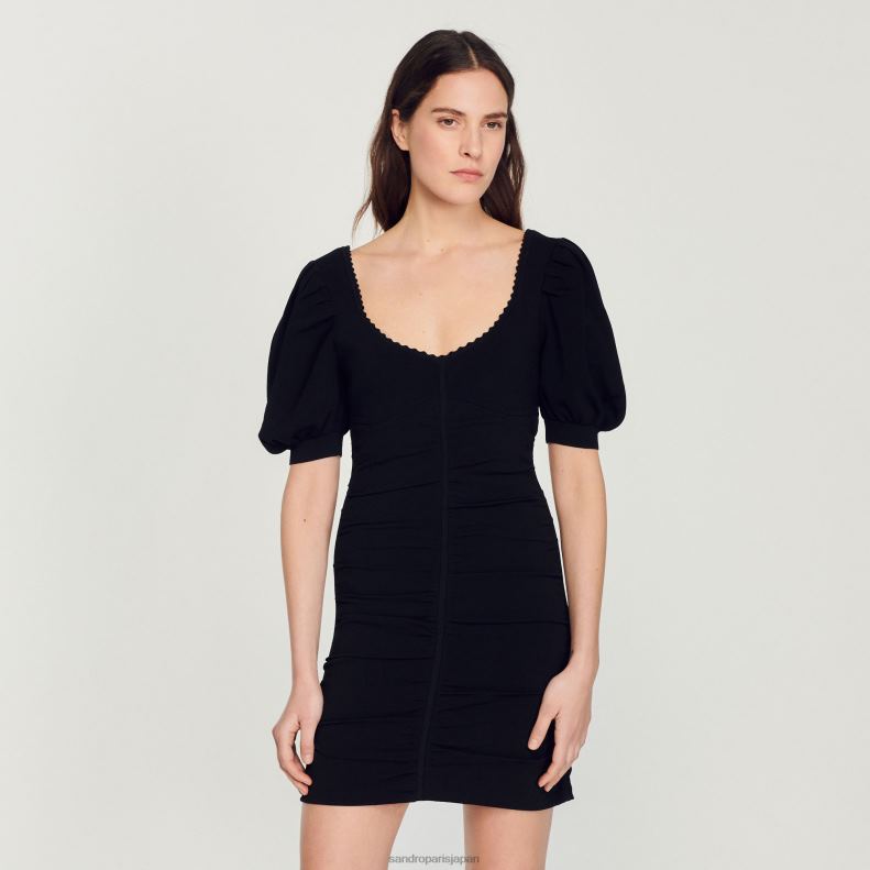 jp Sandro Paris 女性 ショートニットドレス 黒 20D4B362 衣服