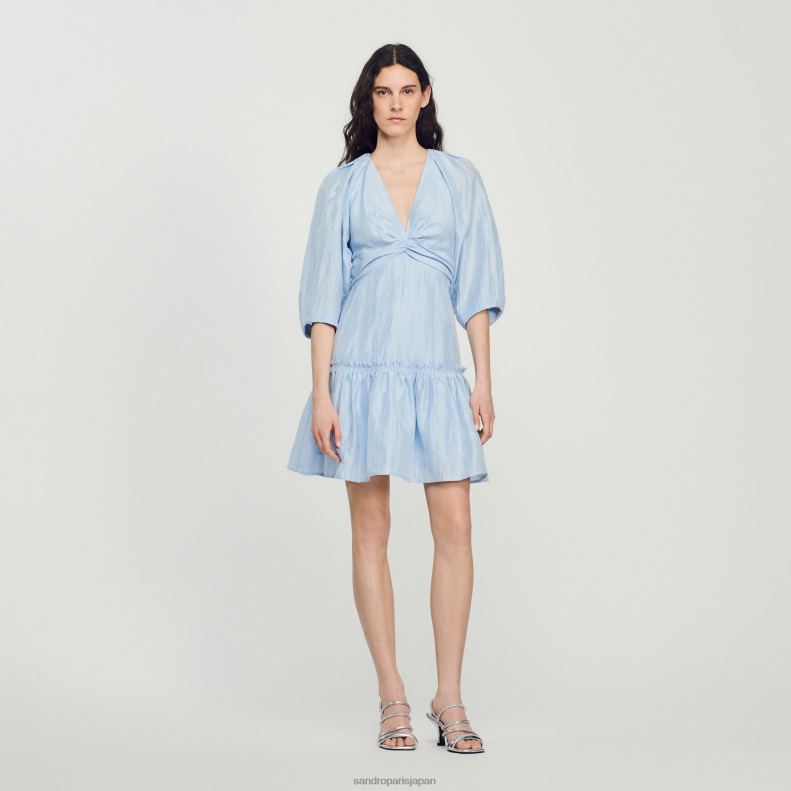 jp Sandro Paris 女性 ショートギャザードレス 青 20D4B364 衣服