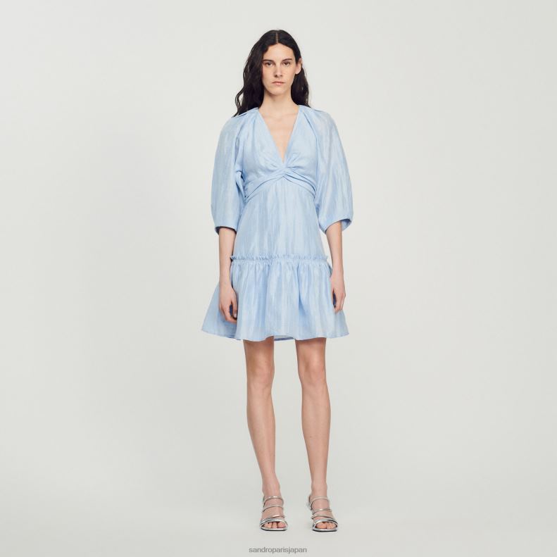 jp Sandro Paris 女性 ショートギャザードレス 青 20D4B364 衣服