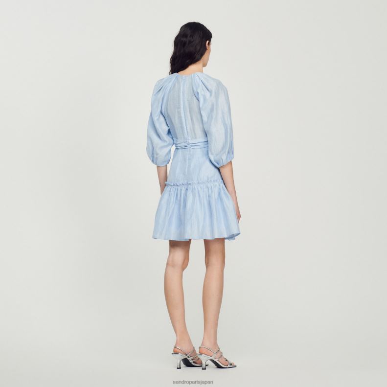 jp Sandro Paris 女性 ショートギャザードレス 青 20D4B364 衣服
