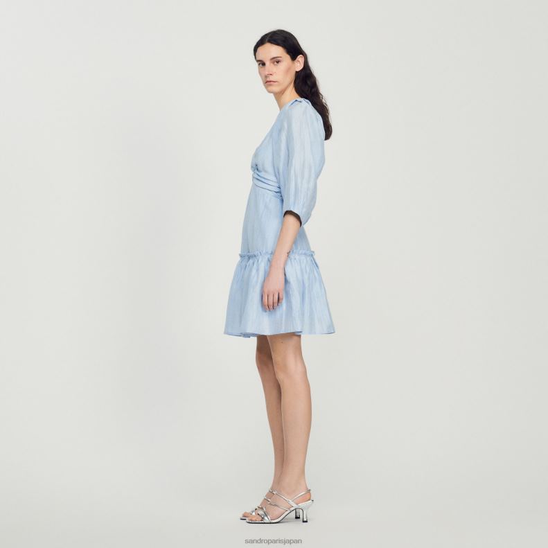 jp Sandro Paris 女性 ショートギャザードレス 青 20D4B364 衣服