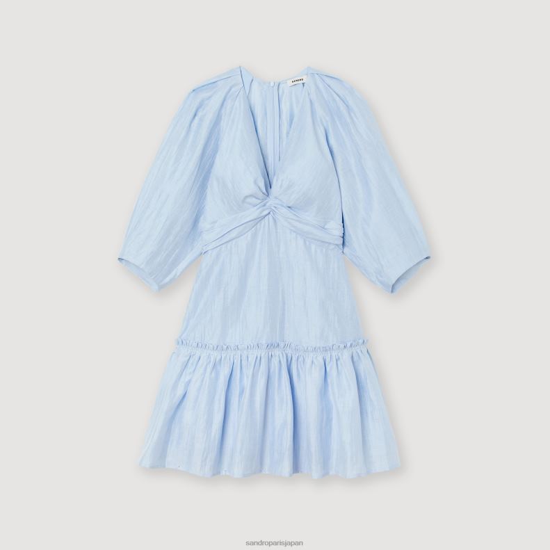jp Sandro Paris 女性 ショートギャザードレス 青 20D4B364 衣服