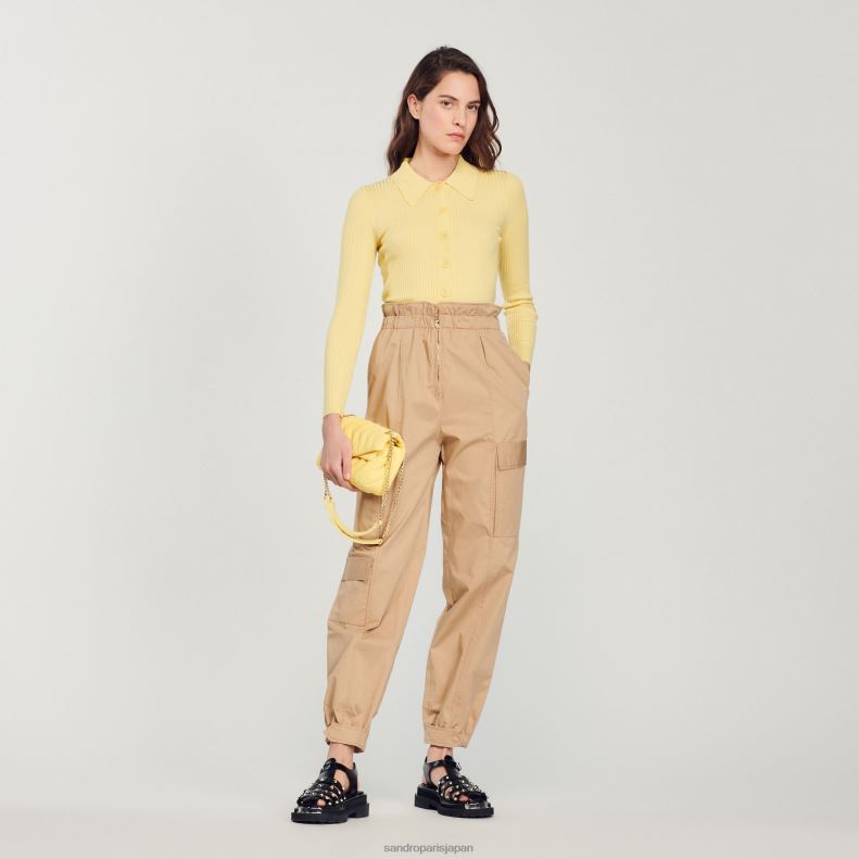 jp Sandro Paris 女性 クロップドリブカーディガン 黄色 20D4B370 衣服