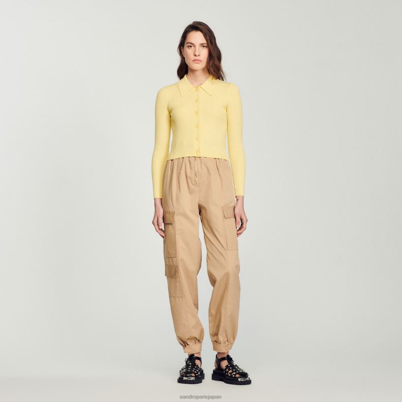 jp Sandro Paris 女性 クロップドリブカーディガン 黄色 20D4B370 衣服
