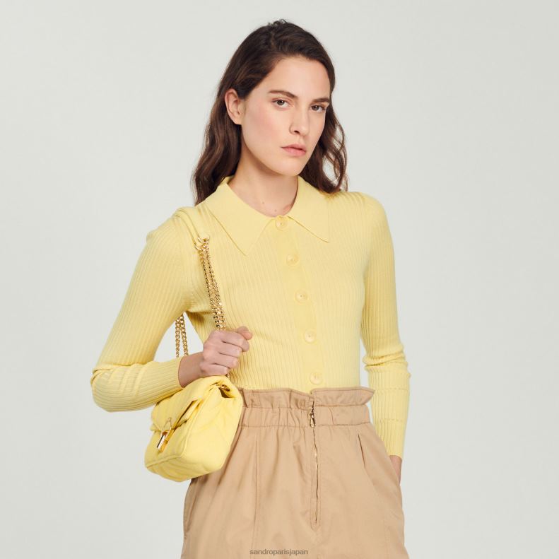 jp Sandro Paris 女性 クロップドリブカーディガン 黄色 20D4B370 衣服