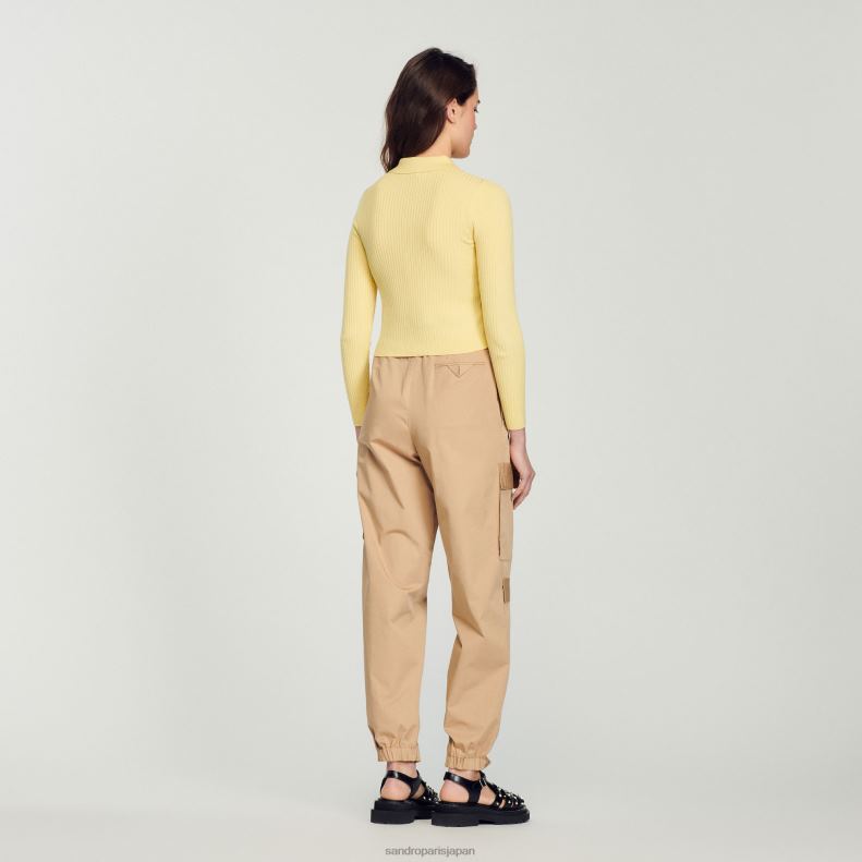 jp Sandro Paris 女性 クロップドリブカーディガン 黄色 20D4B370 衣服
