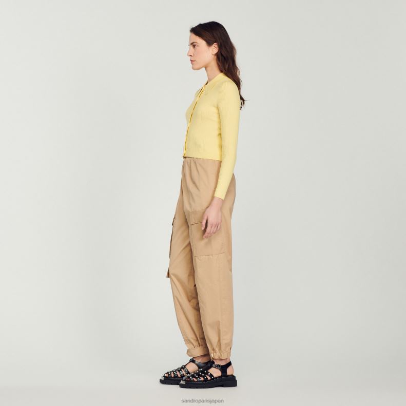 jp Sandro Paris 女性 クロップドリブカーディガン 黄色 20D4B370 衣服