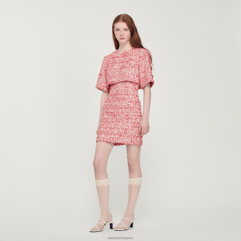 jp Sandro Paris 女性 ツイードドレス 赤 20D4B372 衣服