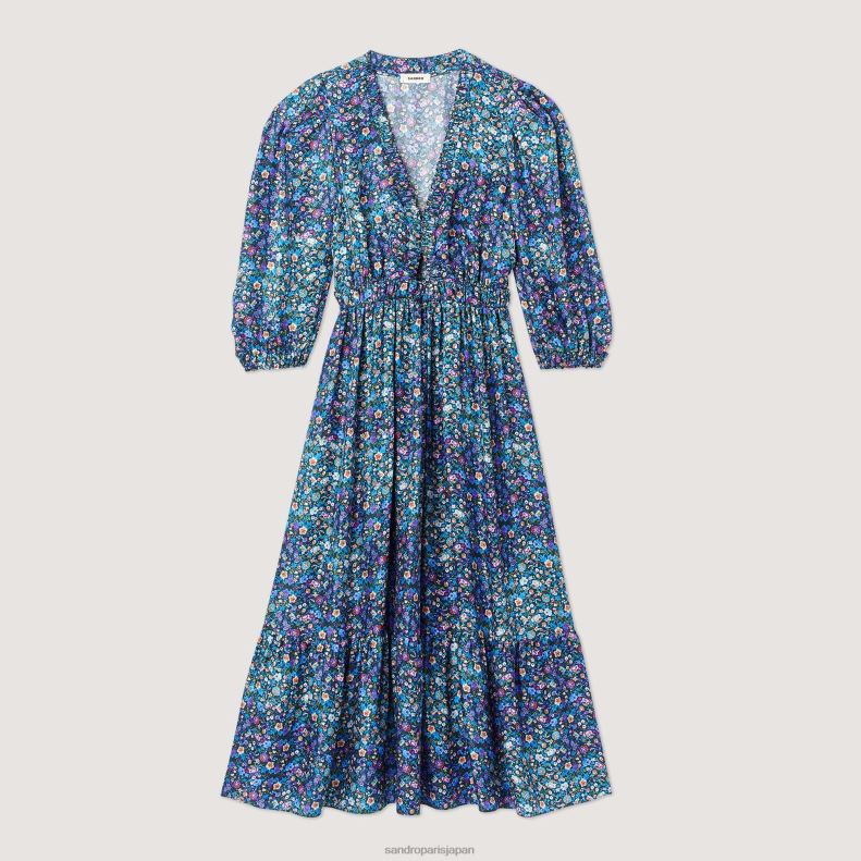 jp Sandro Paris 女性 花柄のロングドレス 青/紫 20D4B376 衣服