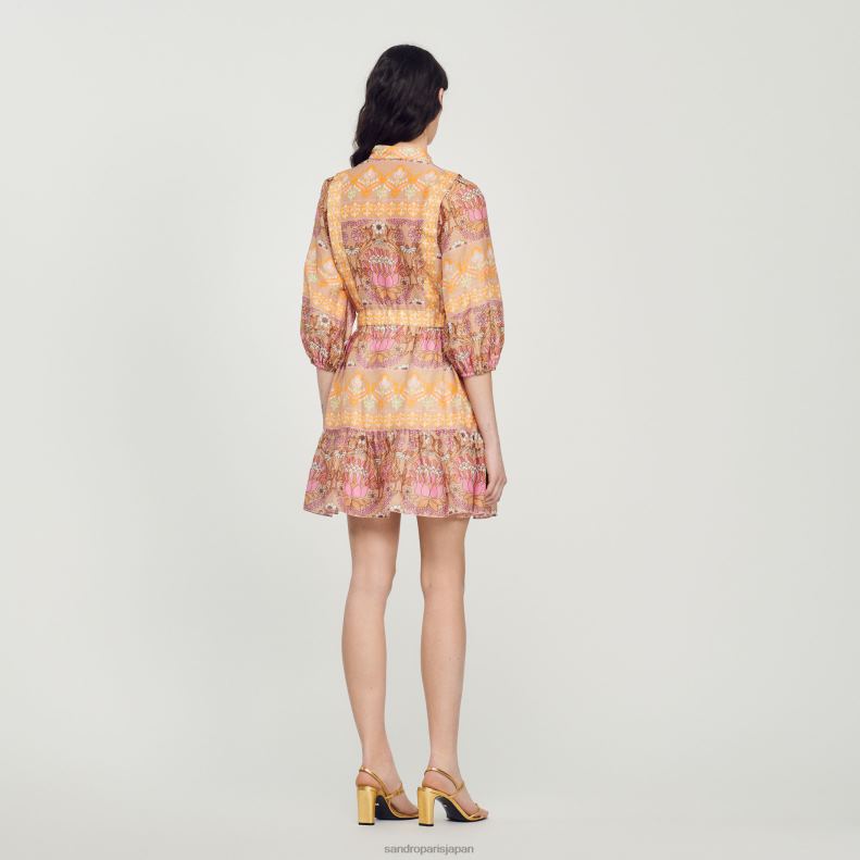 jp Sandro Paris 女性 ミックススカーフプリントのショートドレス ベージュ 20D4B380 衣服
