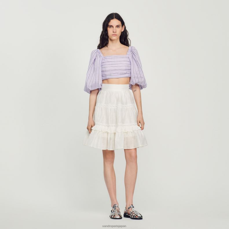jp Sandro Paris 女性 短いスケータースカート 白 20D4B385 衣服