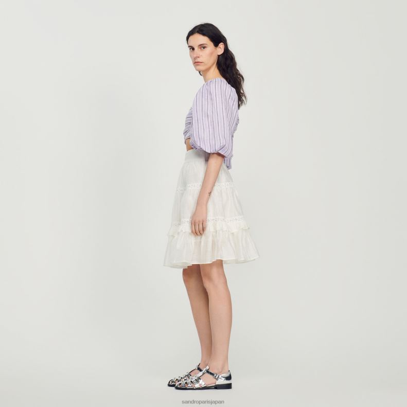 jp Sandro Paris 女性 短いスケータースカート 白 20D4B385 衣服