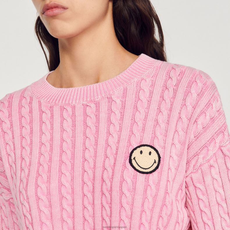 jp Sandro Paris 女性 クロップドスマイリーセーター ピンク 20D4B389 衣服