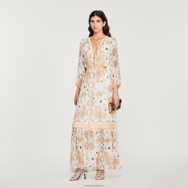 jp Sandro Paris 女性 花柄のロングドレス 生成り 20D4B392 衣服