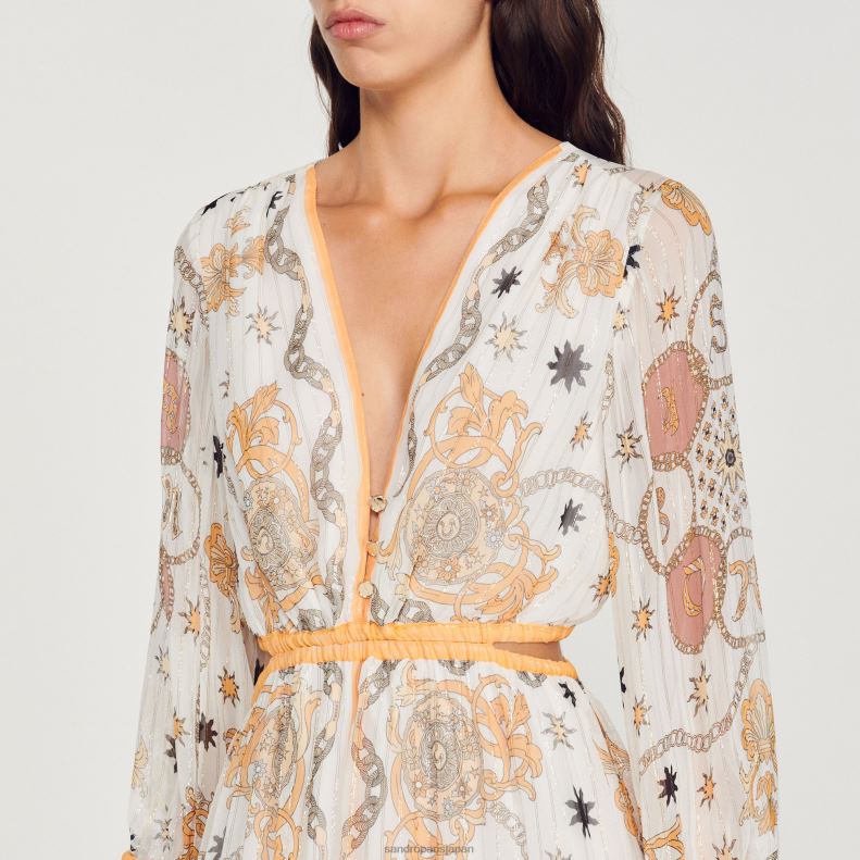 jp Sandro Paris 女性 花柄のロングドレス 生成り 20D4B392 衣服