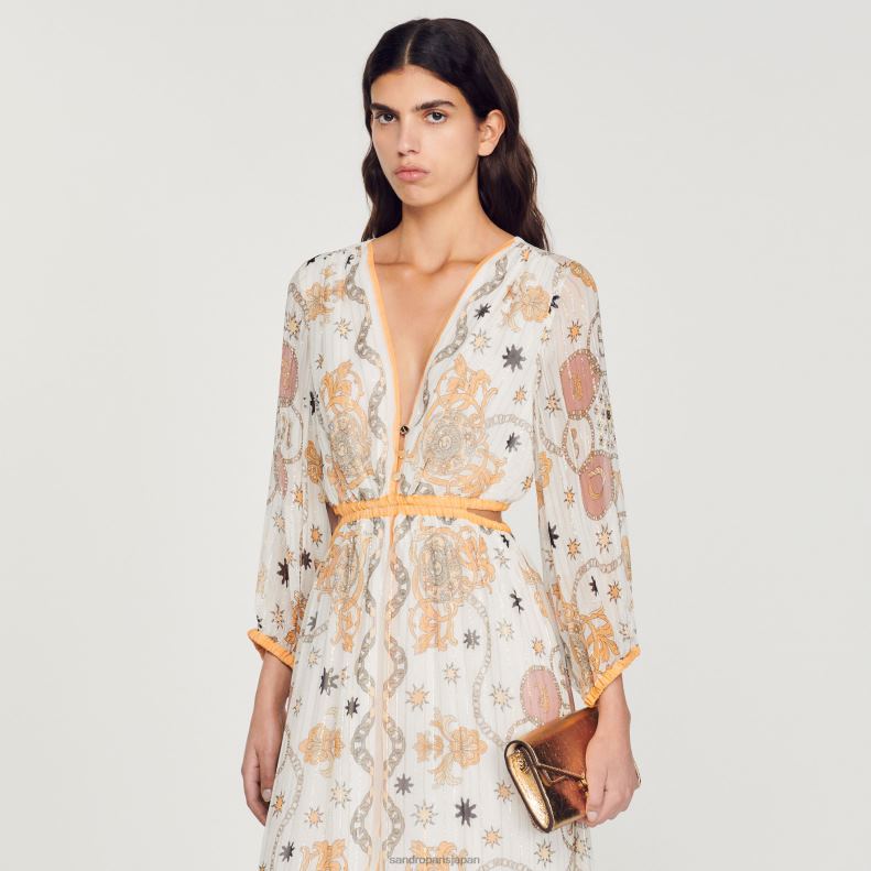 jp Sandro Paris 女性 花柄のロングドレス 生成り 20D4B392 衣服