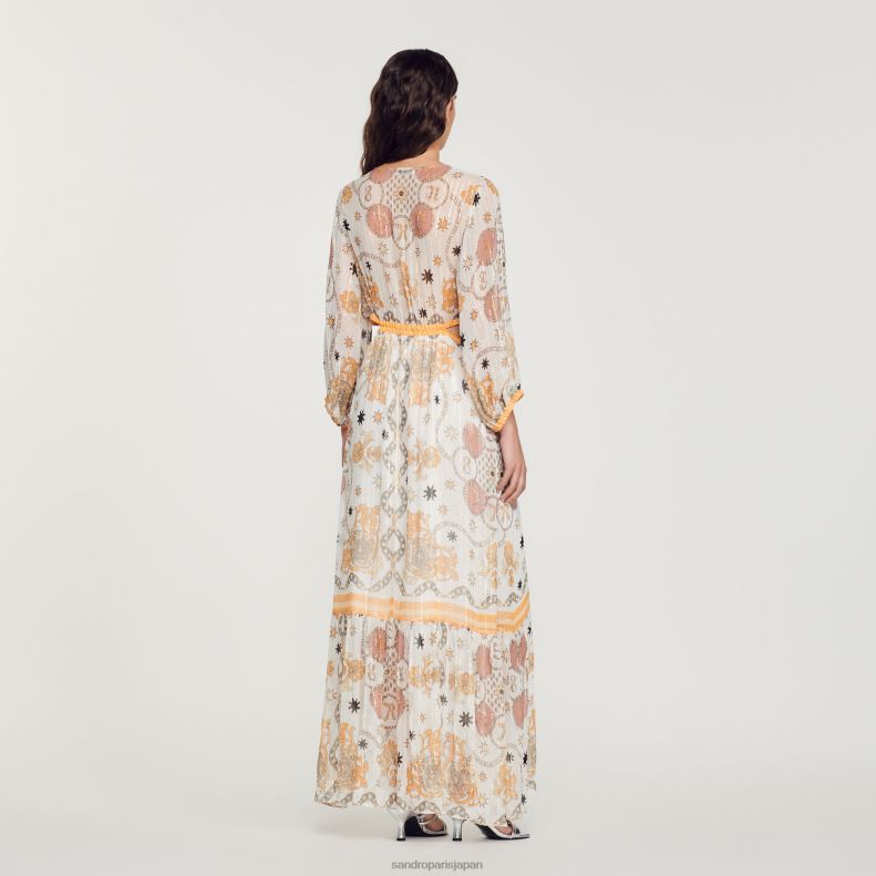 jp Sandro Paris 女性 花柄のロングドレス 生成り 20D4B392 衣服