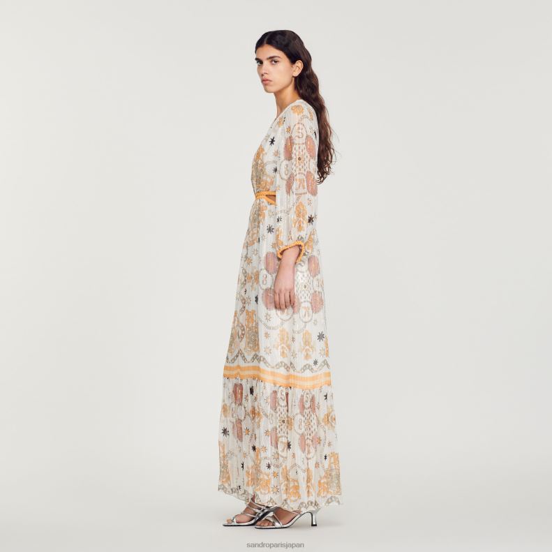 jp Sandro Paris 女性 花柄のロングドレス 生成り 20D4B392 衣服