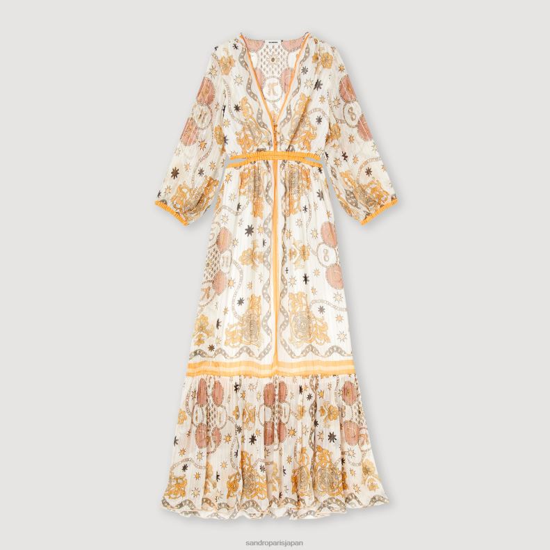 jp Sandro Paris 女性 花柄のロングドレス 生成り 20D4B392 衣服