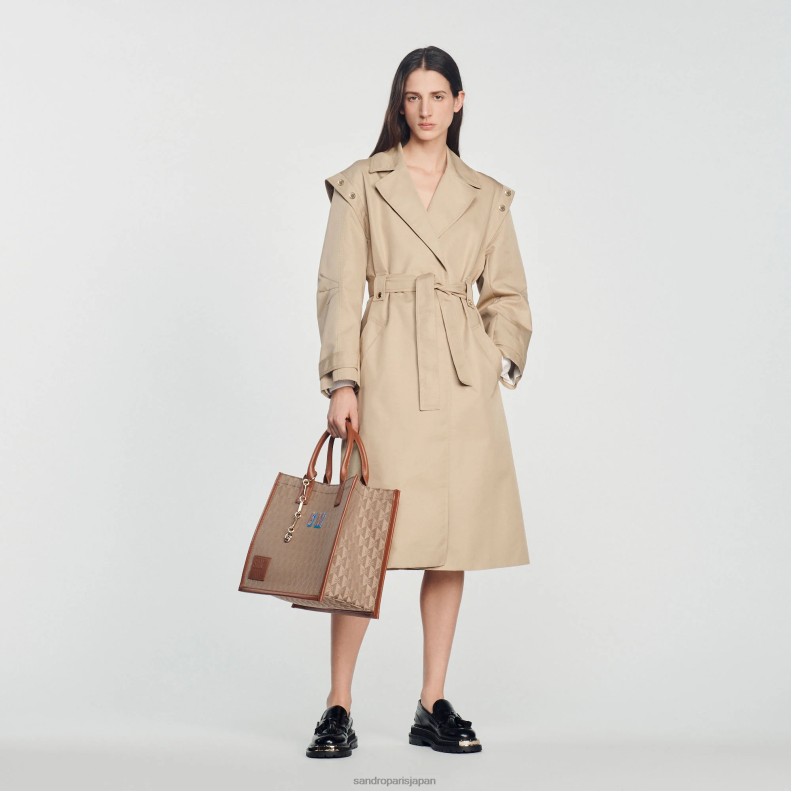 jp Sandro Paris 女性 ワイドカラーのトレンチコート ベージュ 20D4B396 衣服