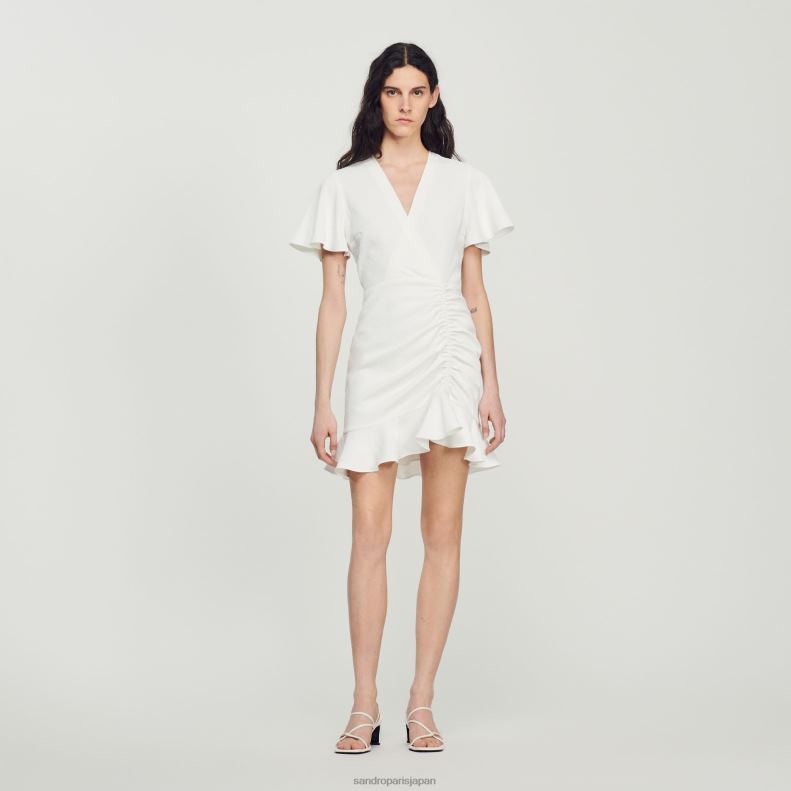 jp Sandro Paris 女性 ショートクロスオーバードレス 生成り 20D4B397 衣服