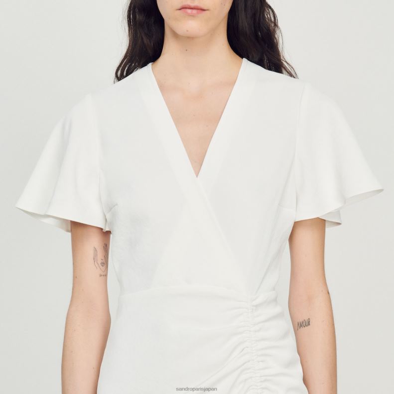 jp Sandro Paris 女性 ショートクロスオーバードレス 生成り 20D4B397 衣服