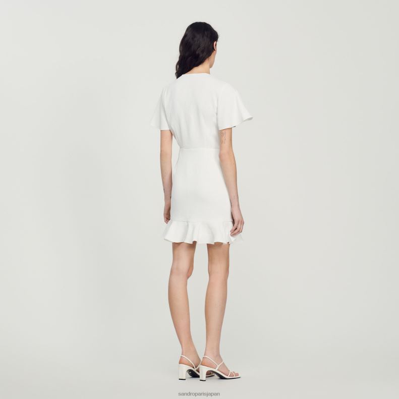 jp Sandro Paris 女性 ショートクロスオーバードレス 生成り 20D4B397 衣服