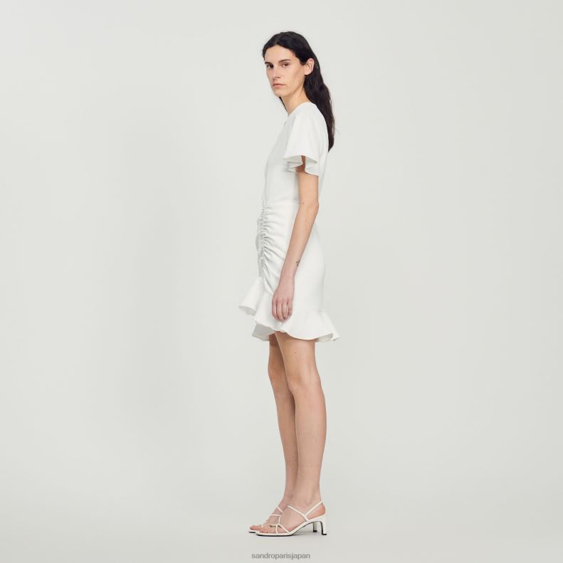 jp Sandro Paris 女性 ショートクロスオーバードレス 生成り 20D4B397 衣服