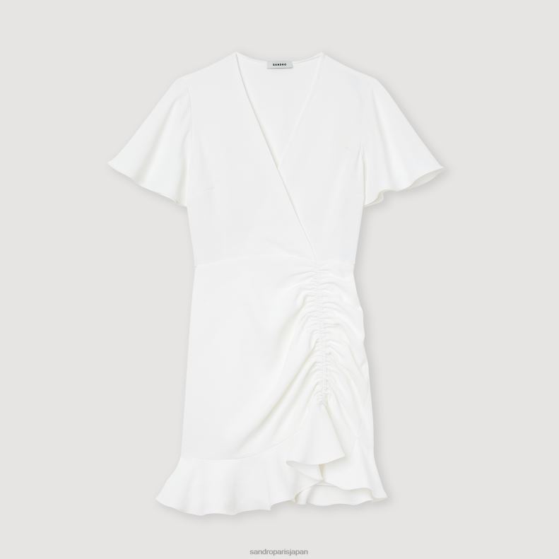 jp Sandro Paris 女性 ショートクロスオーバードレス 生成り 20D4B397 衣服