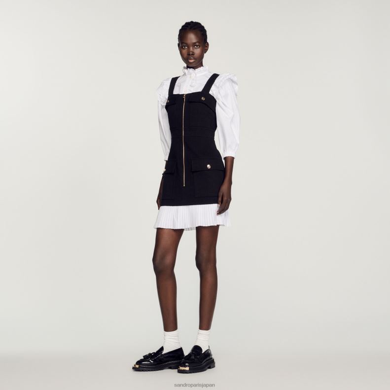 jp Sandro Paris 女性 ショートツイードドレス 黒 20D4B405 衣服