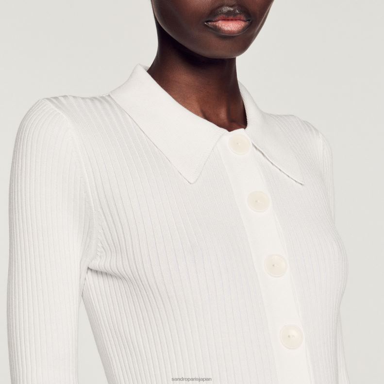 jp Sandro Paris 女性 クロップドリブカーディガン 白 20D4B407 衣服