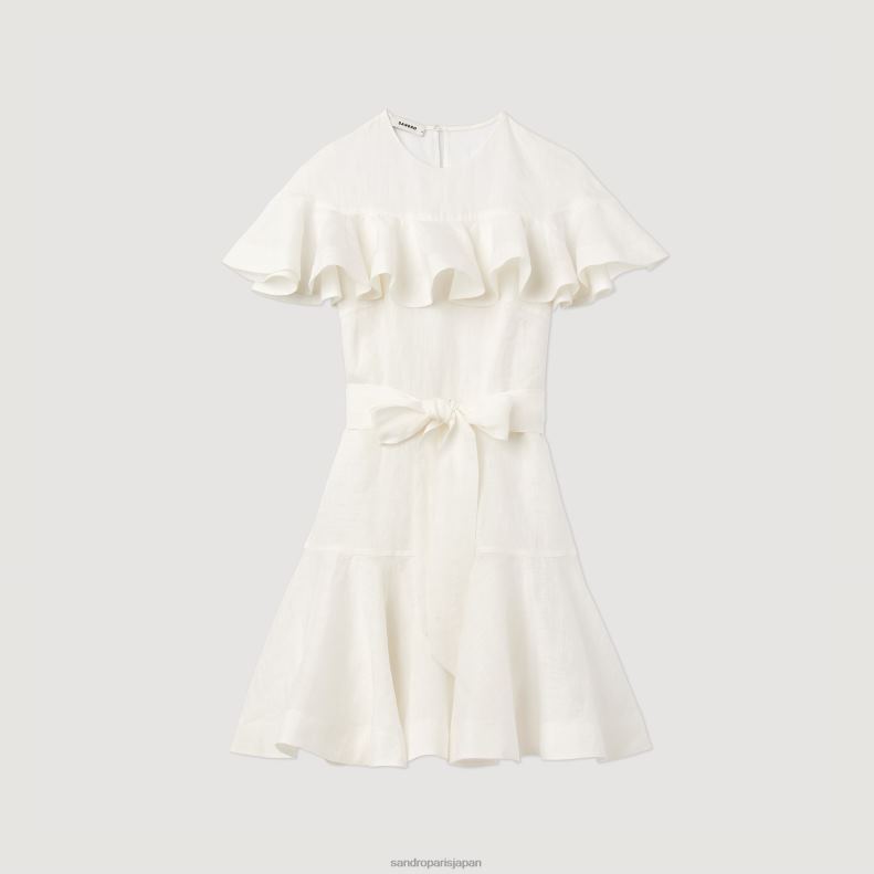 jp Sandro Paris 女性 フリル付きショートドレス 白 20D4B409 衣服