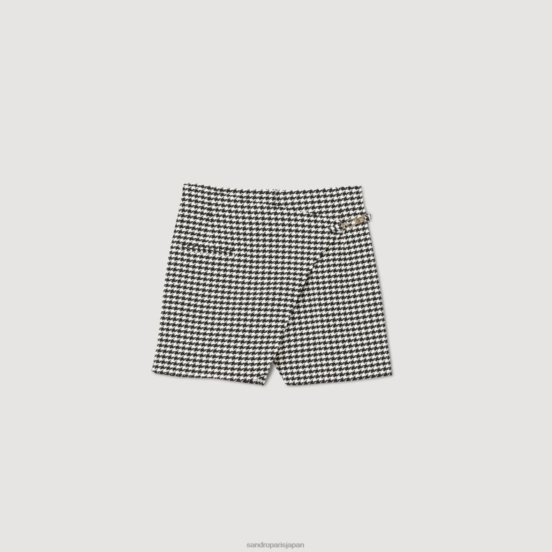 jp Sandro Paris 女性 千鳥格子ショーツ 黒、白 20D4B41 衣服