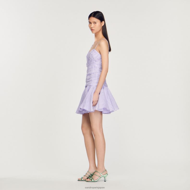 jp Sandro Paris 女性 ドレープ非対称ドレス ライラック 20D4B416 衣服