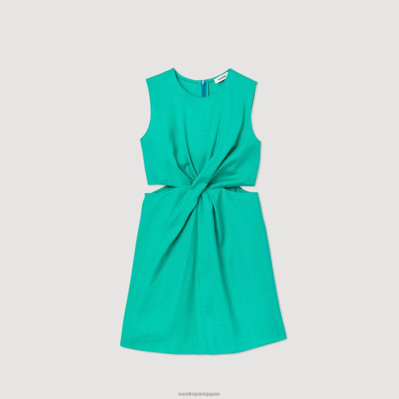 jp Sandro Paris 女性 カットアウト付きショートドレス エムロードグリーン 20D4B417 衣服