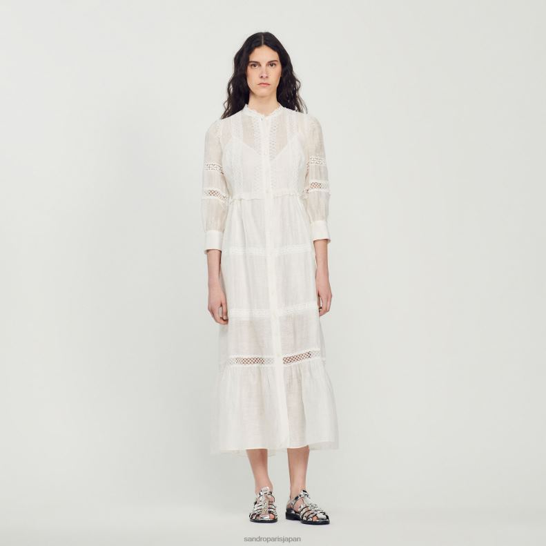 jp Sandro Paris 女性 ロングレースドレス 生成り 20D4B418 衣服