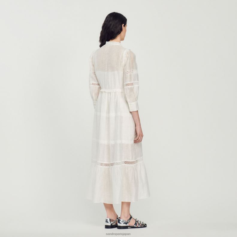 jp Sandro Paris 女性 ロングレースドレス 生成り 20D4B418 衣服