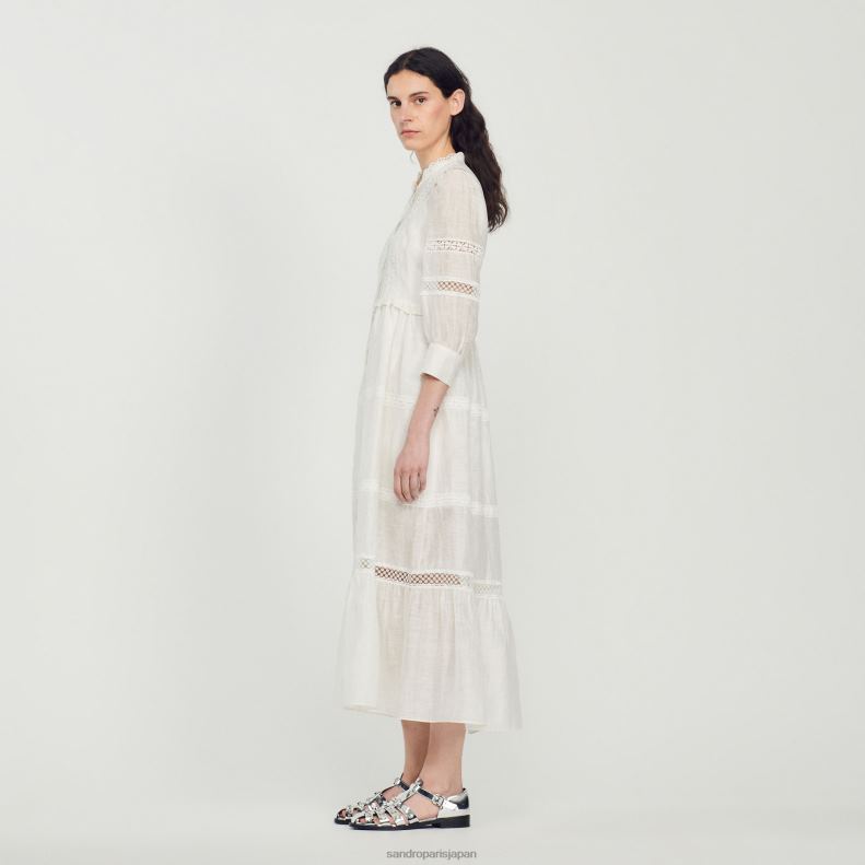 jp Sandro Paris 女性 ロングレースドレス 生成り 20D4B418 衣服