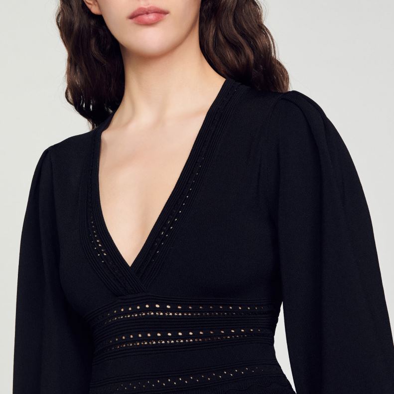 jp Sandro Paris 女性 フリル付きショートドレス 黒 20D4B426 衣服