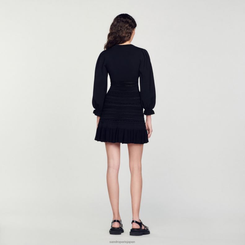 jp Sandro Paris 女性 フリル付きショートドレス 黒 20D4B426 衣服