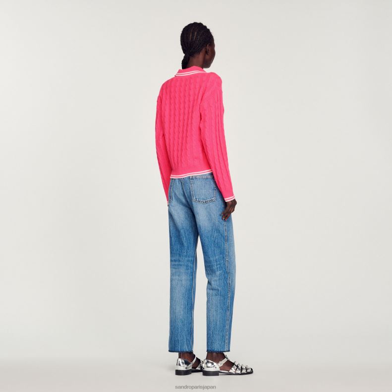 jp Sandro Paris 女性 ケーブルニットセーター フシア 20D4B435 衣服