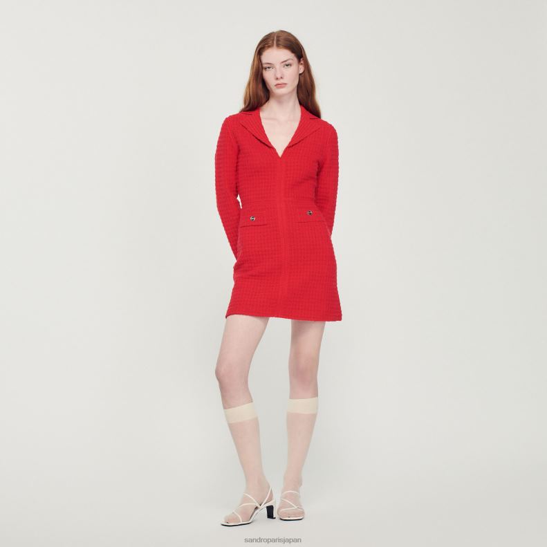 jp Sandro Paris 女性 ツイードエフェクト ショートドレス 赤 20D4B436 衣服