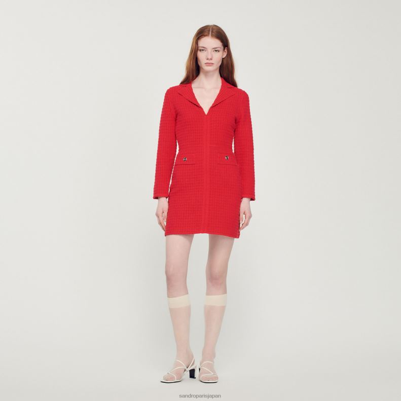 jp Sandro Paris 女性 ツイードエフェクト ショートドレス 赤 20D4B436 衣服